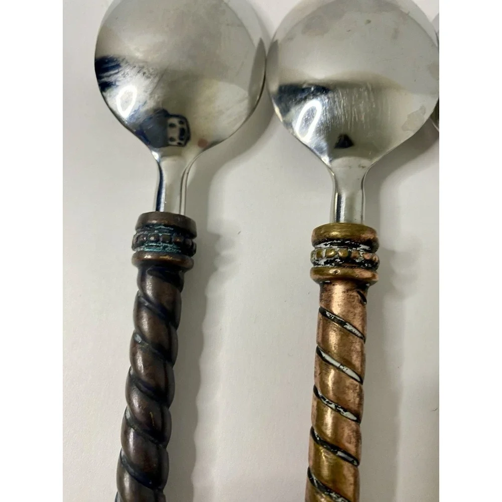 4 Gracious Goods Collection Acanthus Fleur de lis Stainless Soup Spoons 8